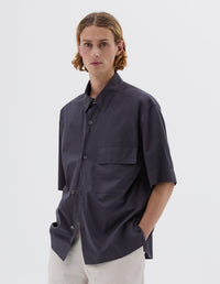 Chemise manches courtes à poche à rabat - Blue & Navy & Grey