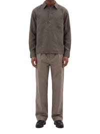 Archive pull-on linen shirt - Beige & Brown