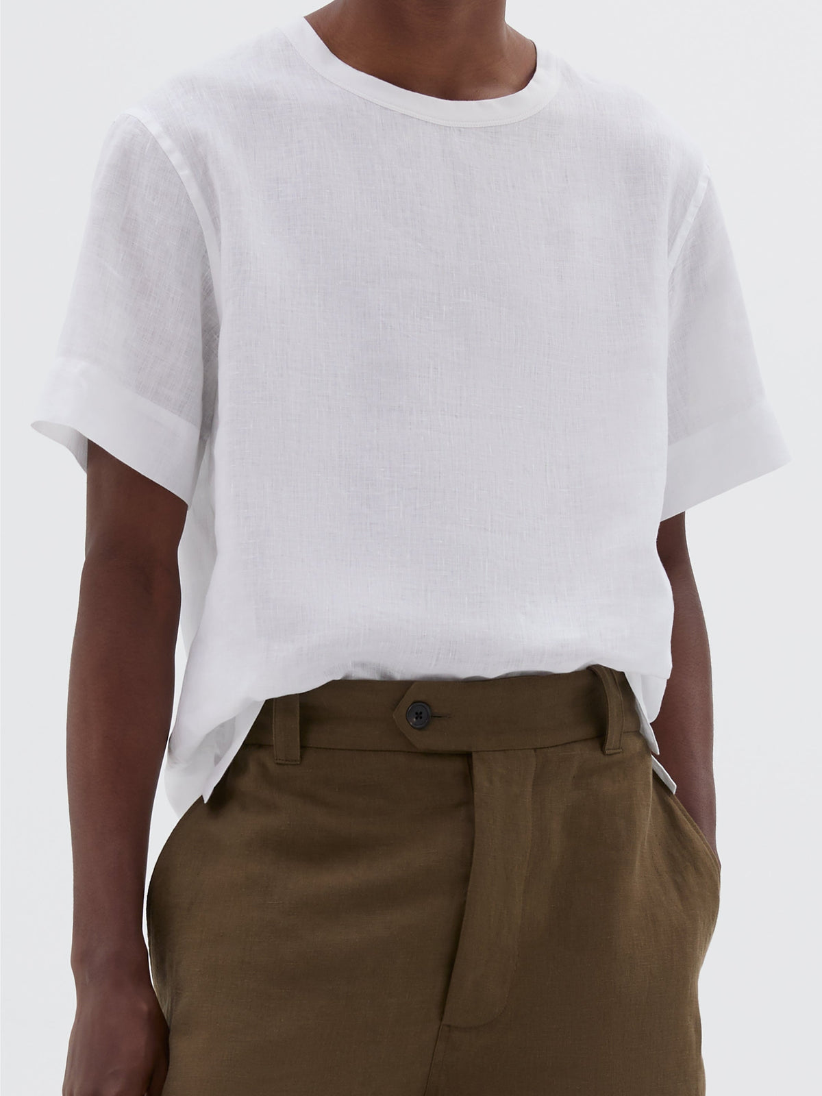 T-shirt à manches courtes en lin - White