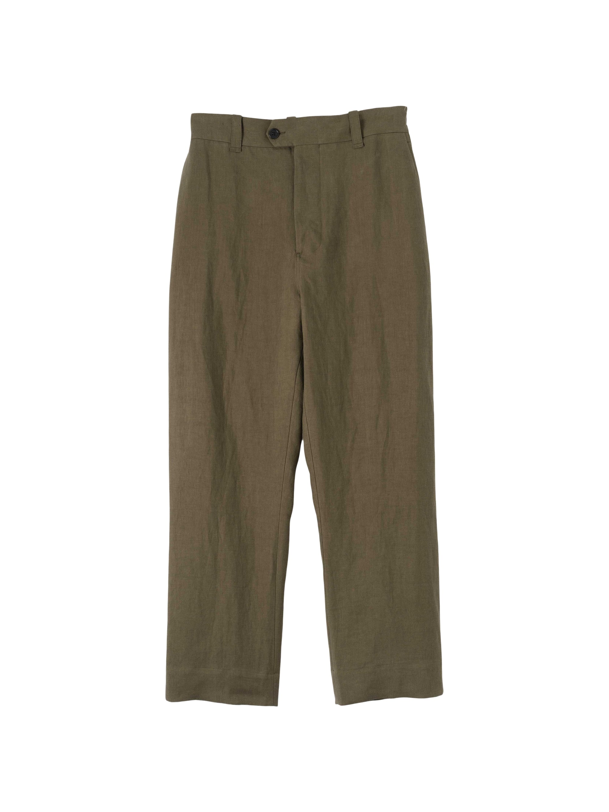 Pantalon coupe fuselée en lin - Brown & Green