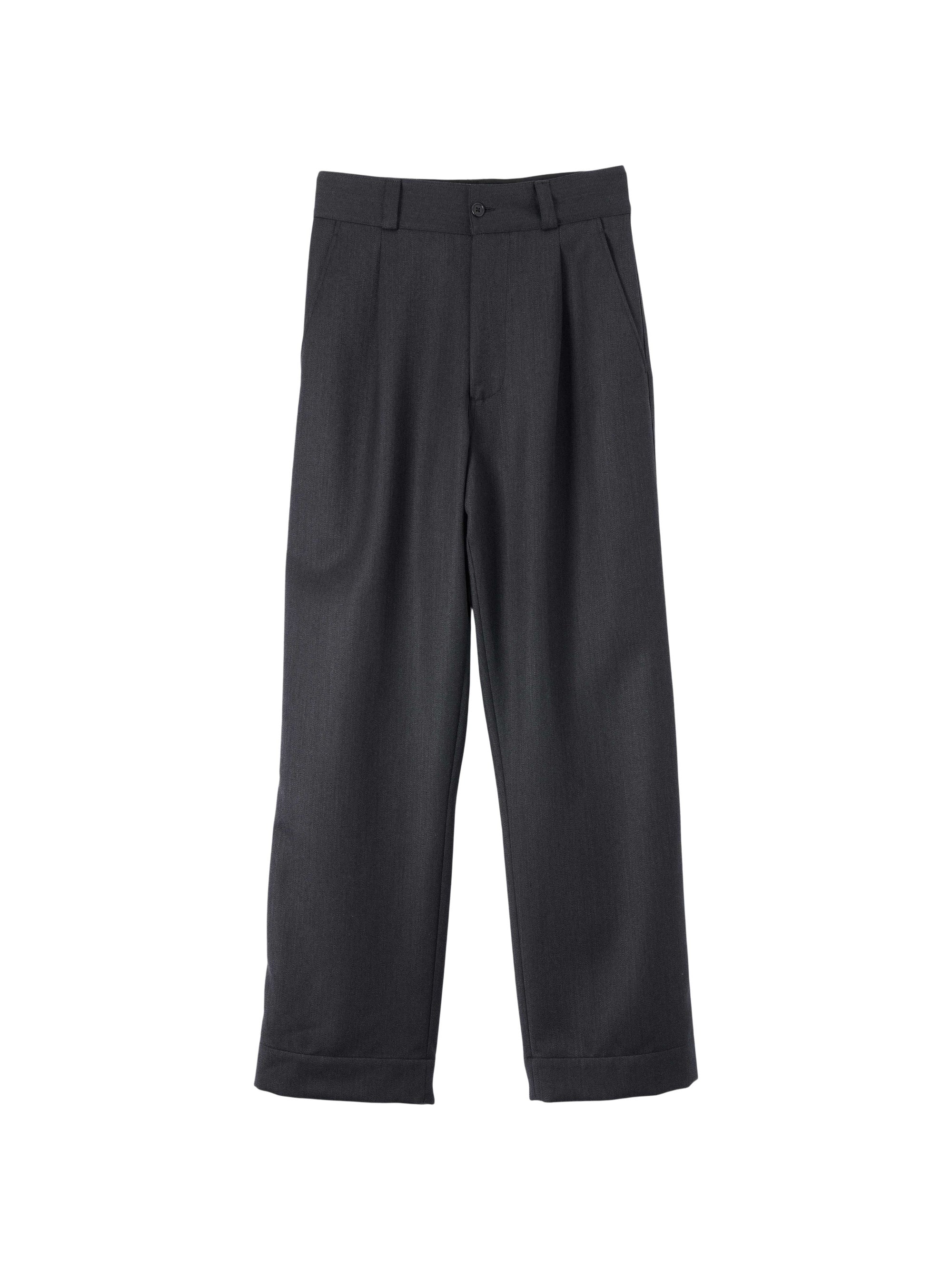 Loose-fitting wool chino trousers - Charcoal