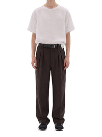Pantalon à doubles plis en lin - Brown