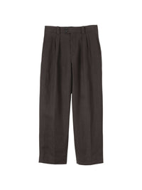 Pantalon à doubles plis en lin - Brown