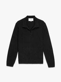 SILK BLEND POLO SWEATERBLACK