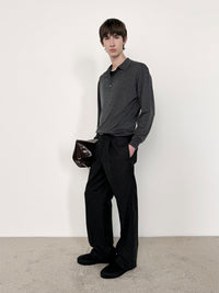 SUPERFINE POLO SWEATERGREY MELANGE