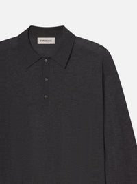 SUPERFINE POLO SWEATERGREY MELANGE
