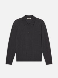 SUPERFINE POLO SWEATERGREY MELANGE