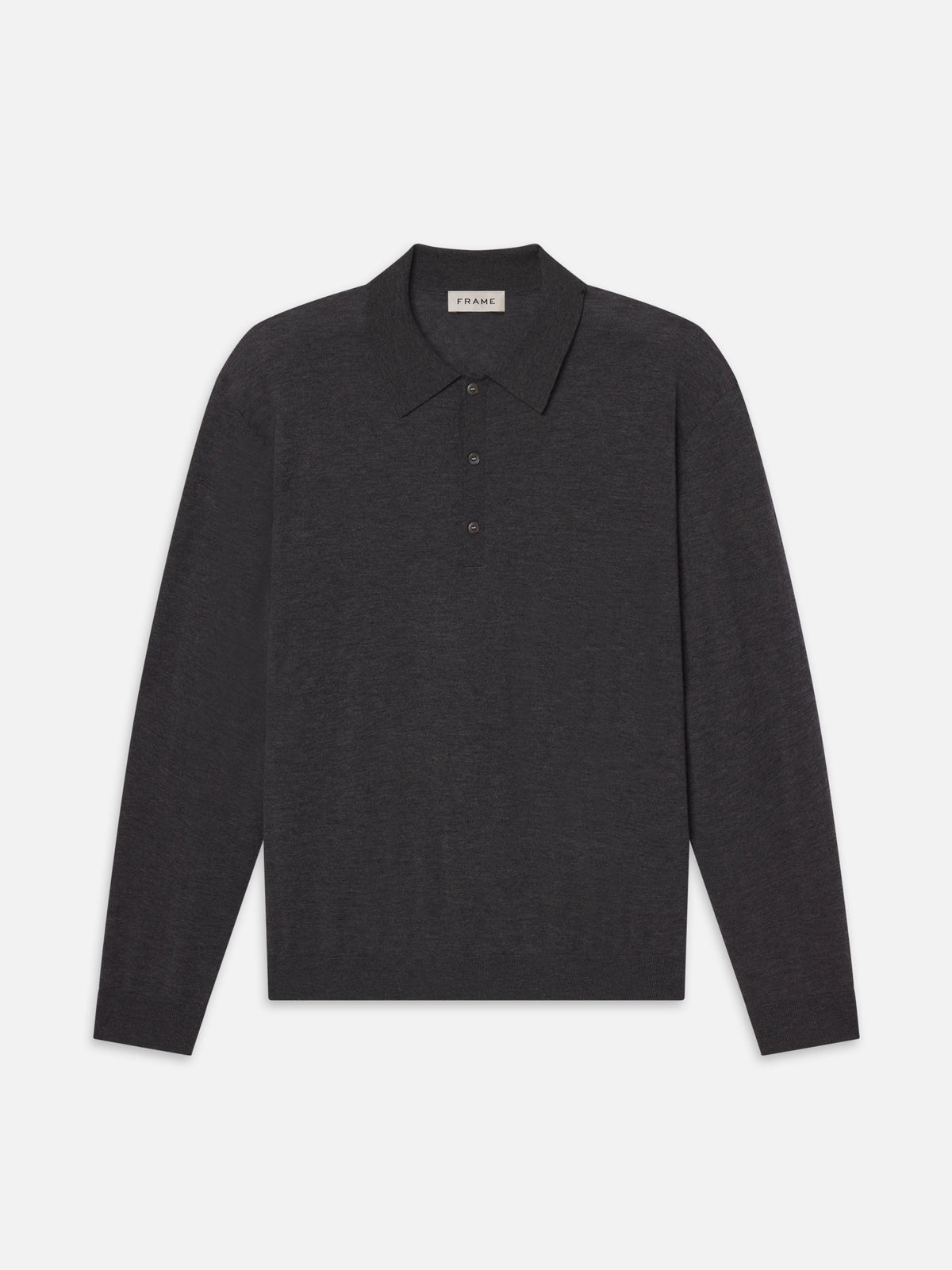 SUPERFINE POLO SWEATERGREY MELANGE