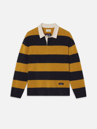 SOA RUGBY POLO SWEATERNAVY/DARK YELLOW STRIPE