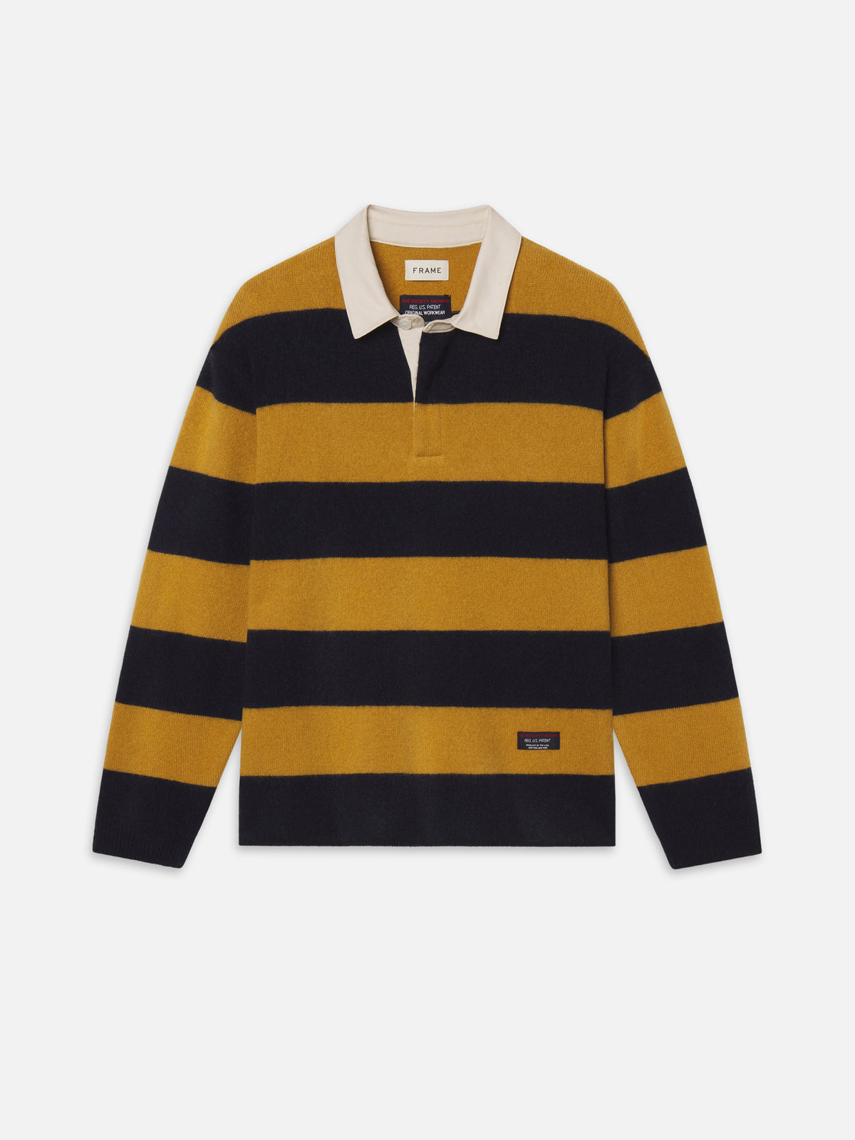 SOA RUGBY POLO SWEATERNAVY/DARK YELLOW STRIPE