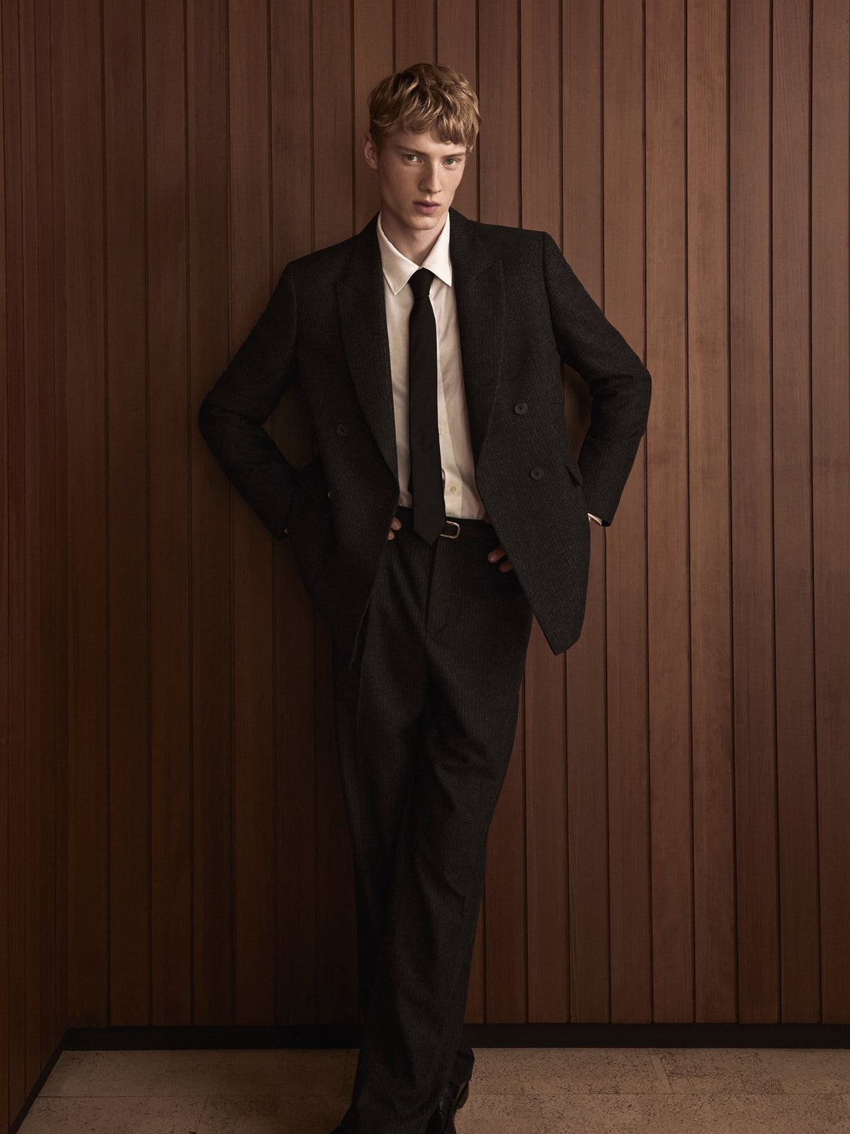 PINSTRIPE WIDE LEG TROUSERSDARK GREY