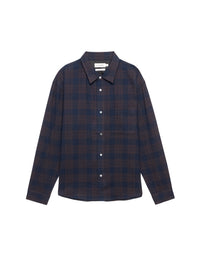 WOOL BLEND PLAID SHIRTNAVY MULTI