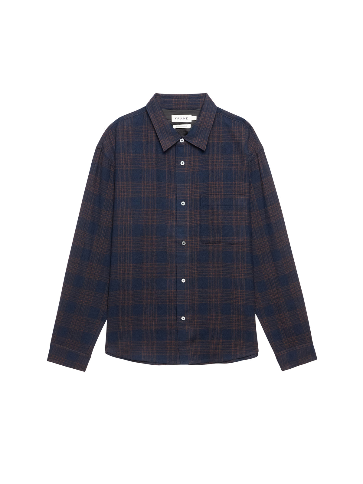 WOOL BLEND PLAID SHIRTNAVY MULTI