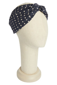 Bandeau cheveux à pois en soie - Blu & Bianco