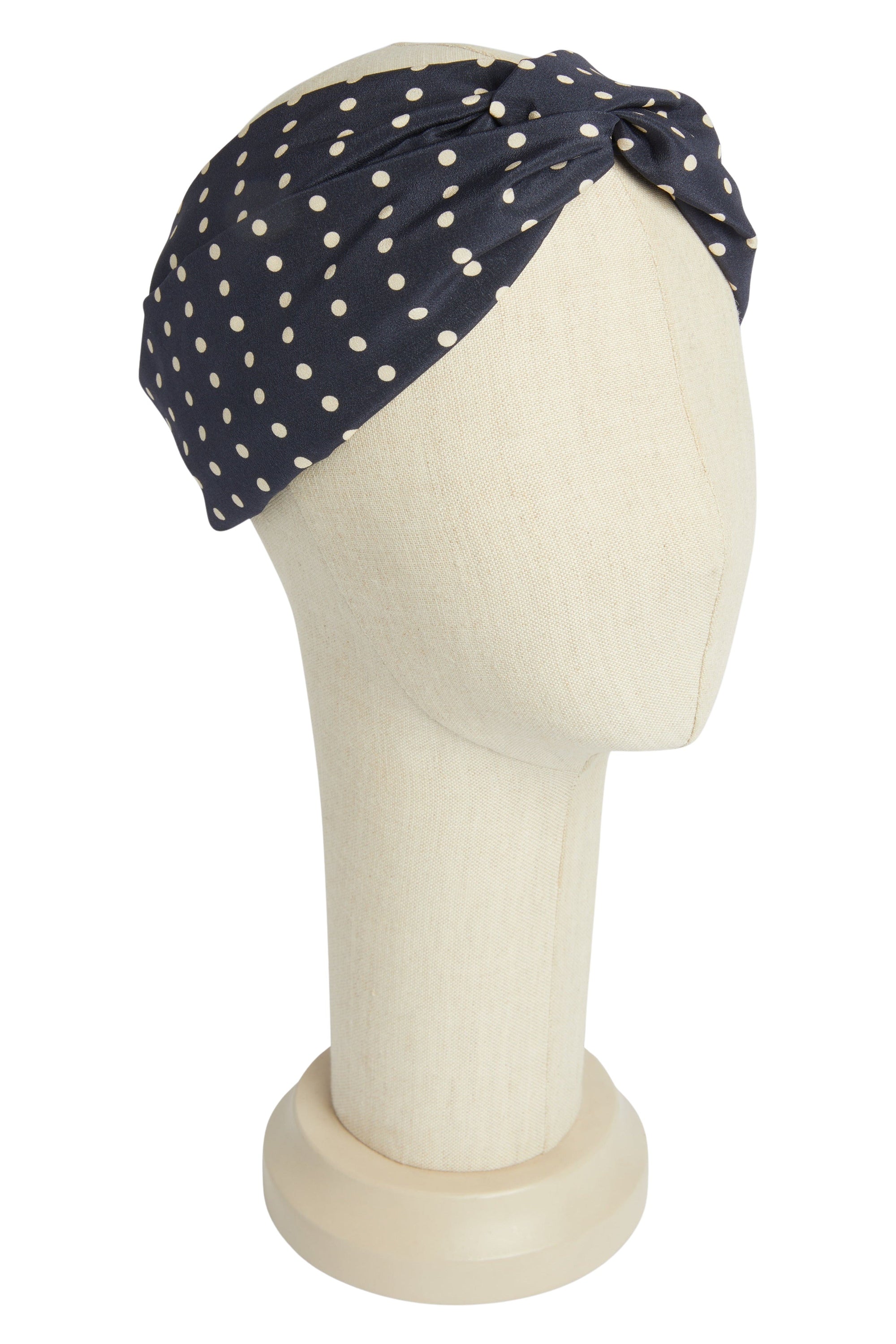 Bandeau cheveux à pois en soie - Blu & Bianco