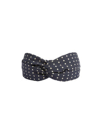 Bandeau cheveux à pois en soie - Blu & Bianco