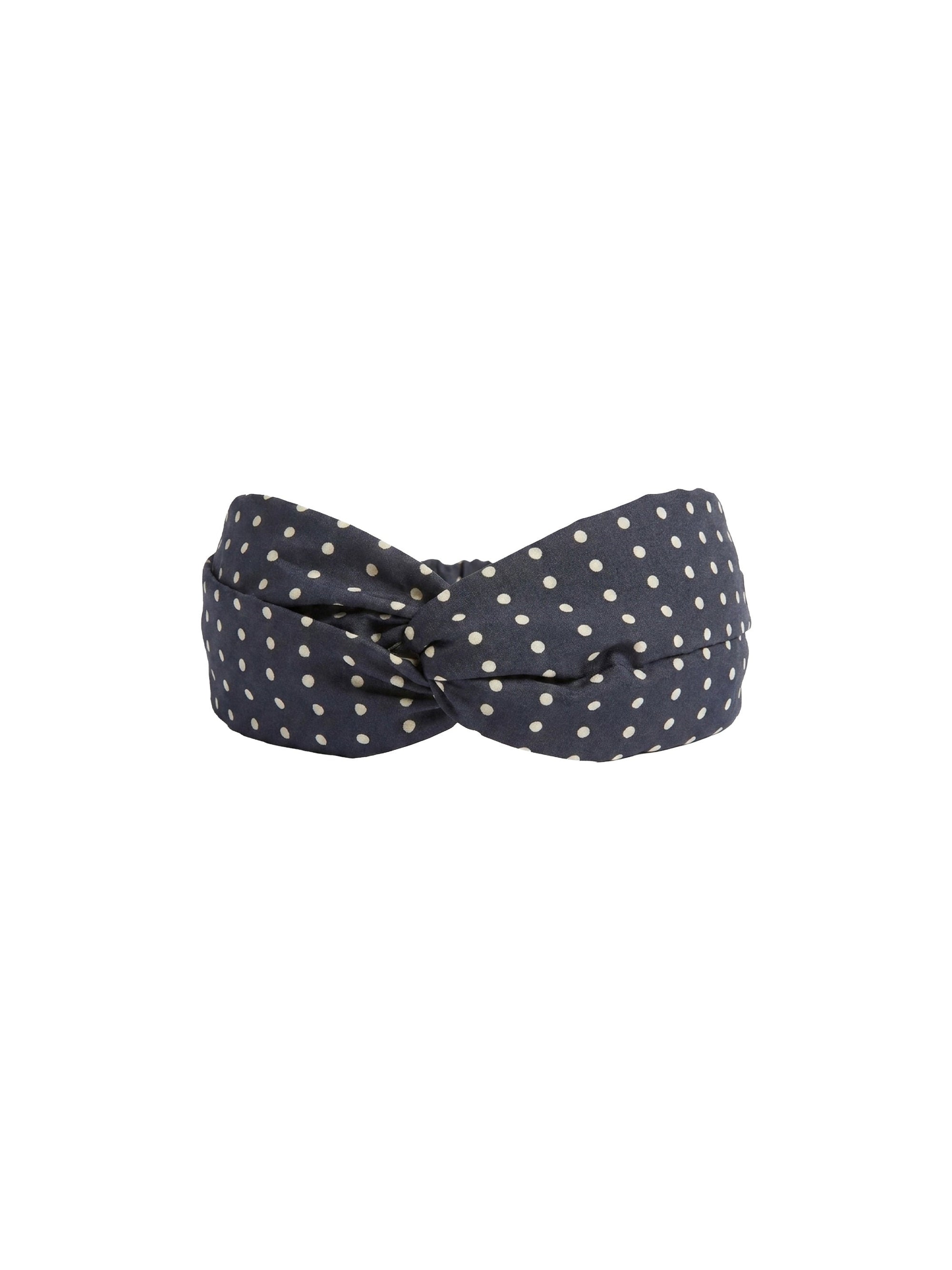 Bandeau cheveux à pois en soie - Blu & Bianco