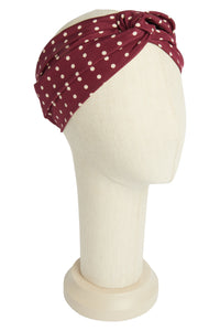 Bandeau cheveux à pois en soie - Bordeaux & Bianco