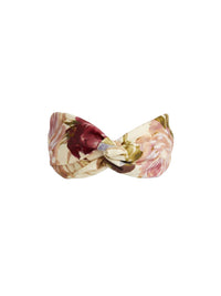 Bandeau cheveux imprimé roses - Crema Fantasia Bordeaux
