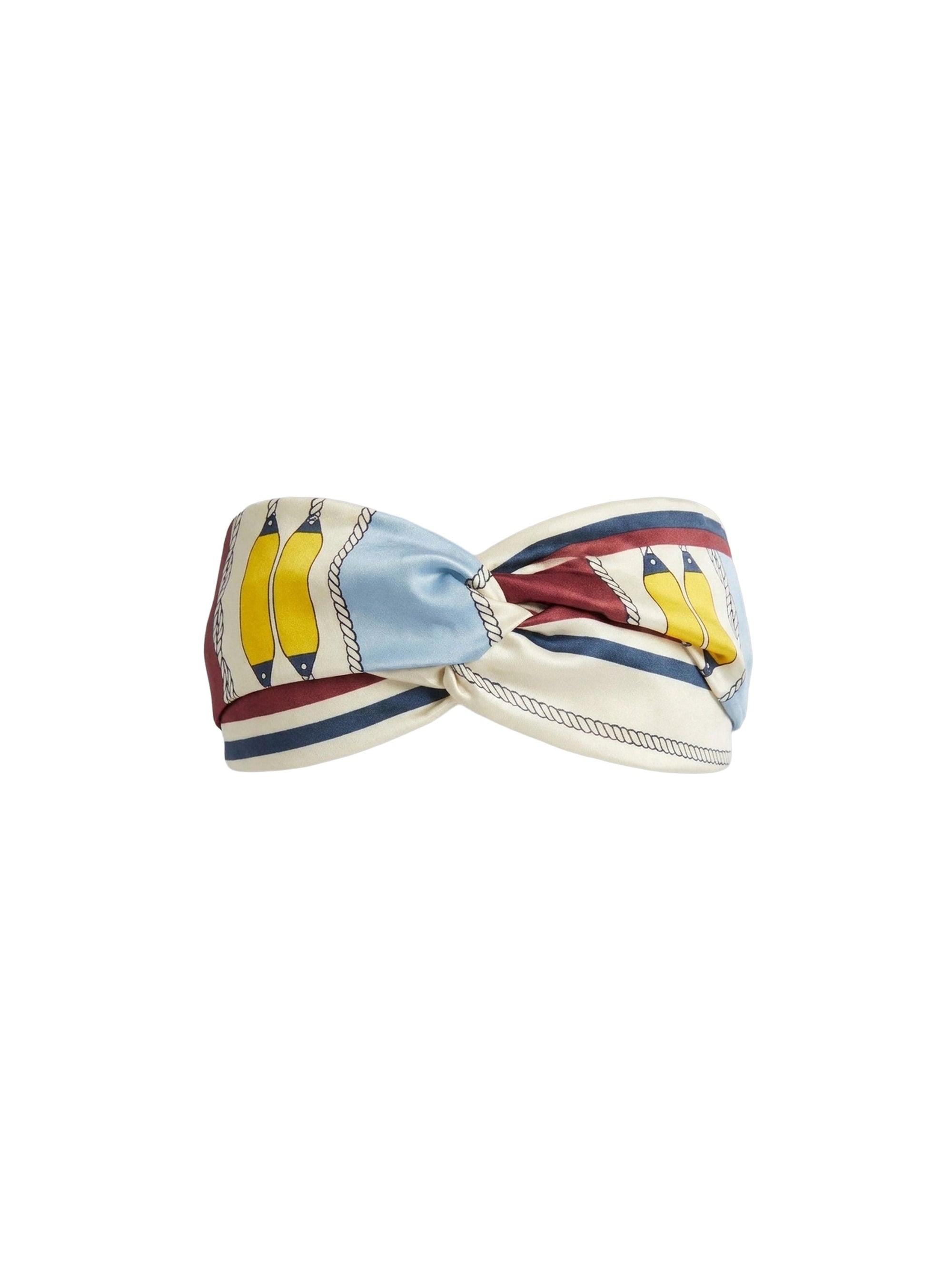 Silk printed hairband - Avorio Fantasia