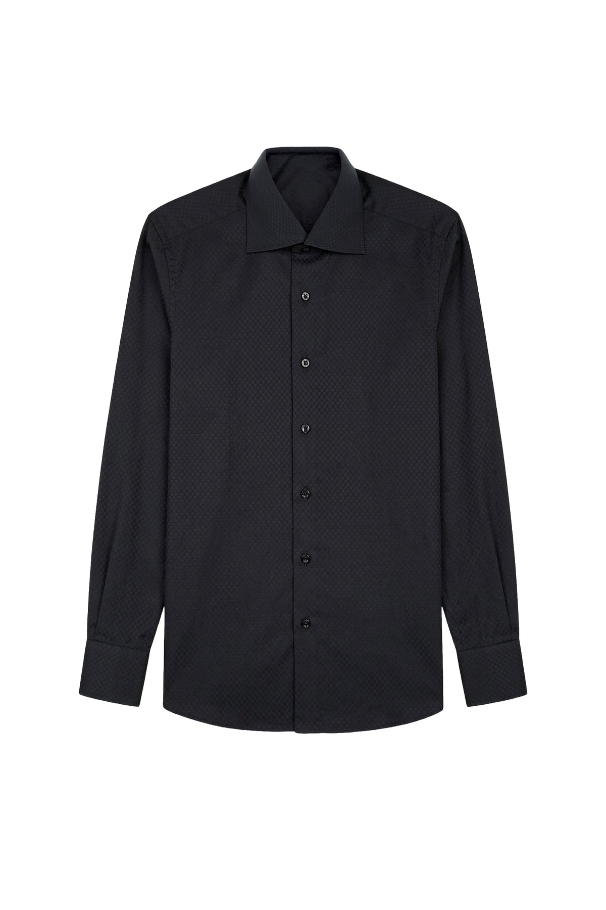 Chemise à carreaux ton sur ton - Noir