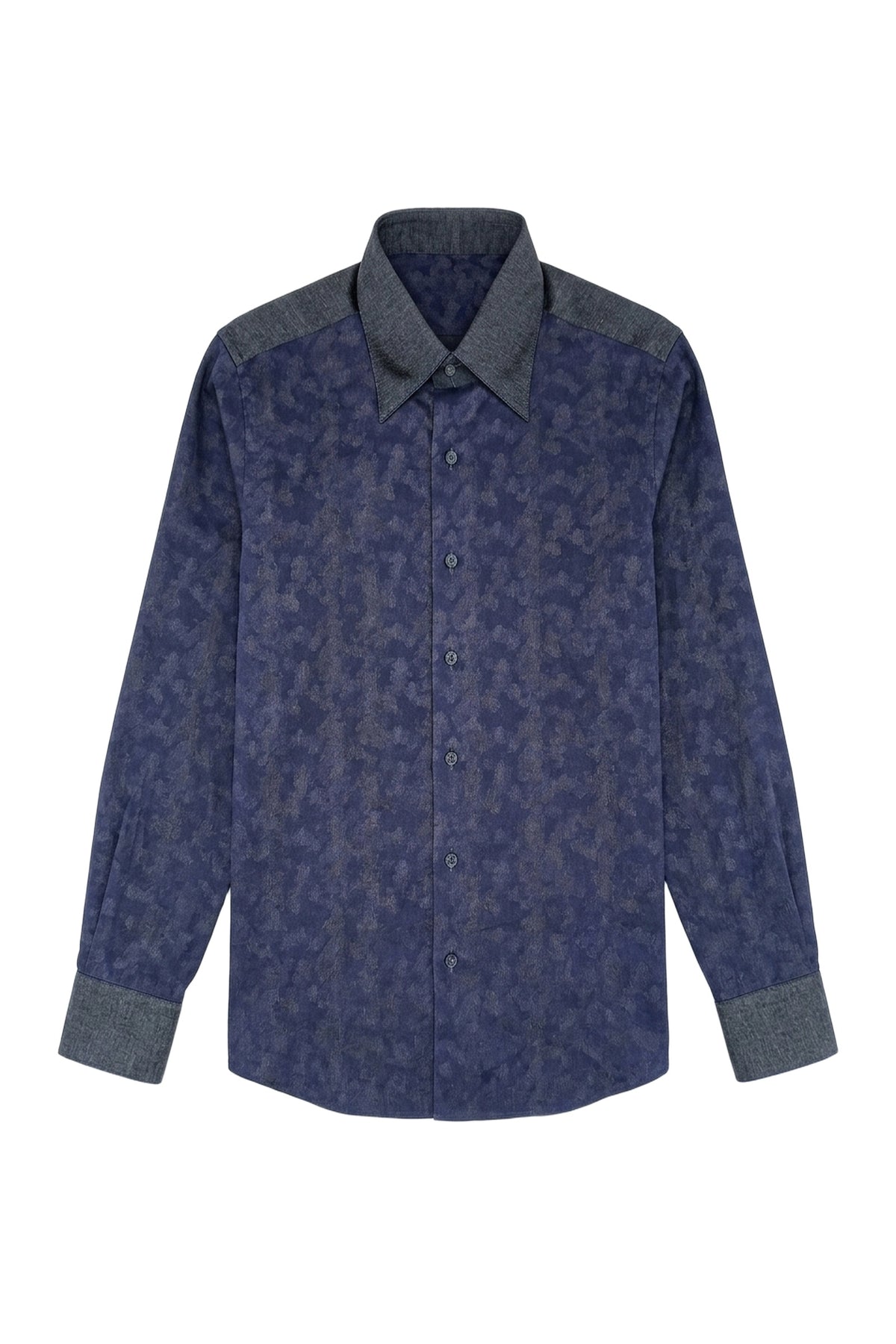 Chemise à col et épaules contrastées - No color