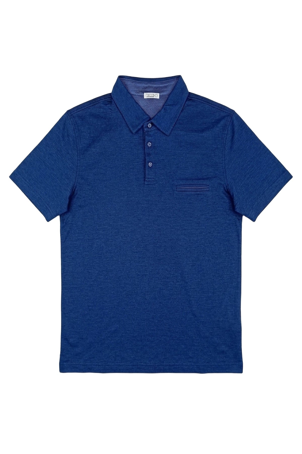 Short-sleeved polo shirt with a silk pocket - Blue