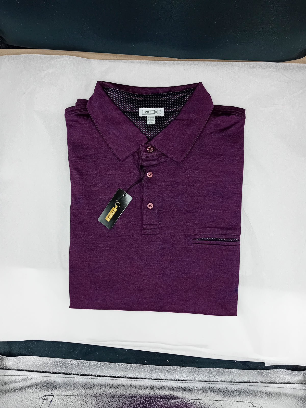 Polo à manches courtes et poche en soie - No color