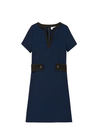 Robe mc courte avec maille - Marine