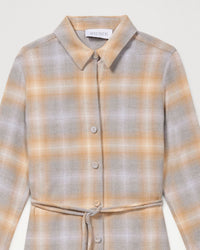 Robe carreaux ml ceinture - Gris Moyen