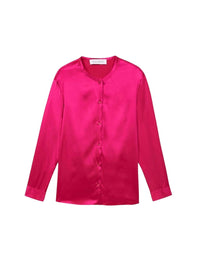 Chemise soie ml col mao - Fushia