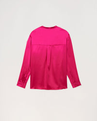 Chemise soie ml col mao - Fushia