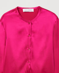 Chemise soie ml col mao - Fushia