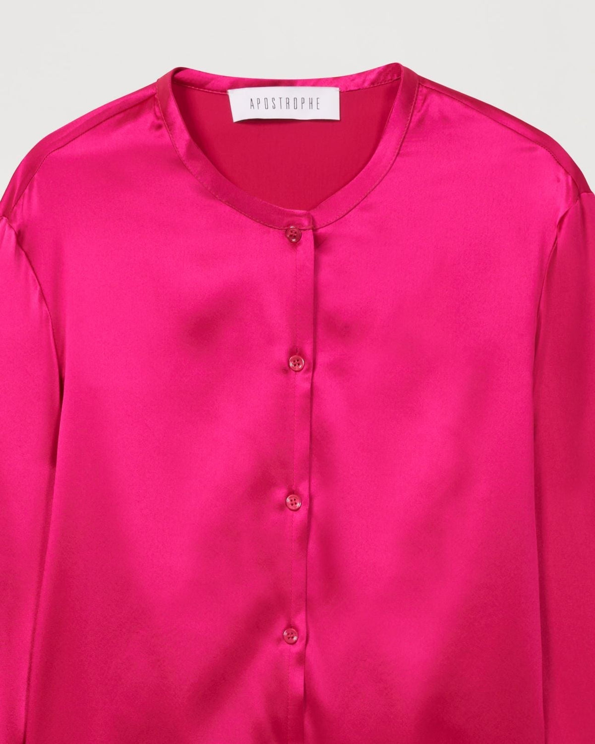 Chemise soie ml col mao - Fushia