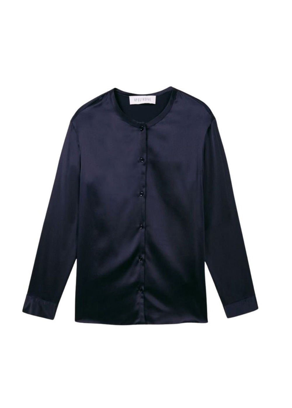 Chemise soie ml col mao - Marine
