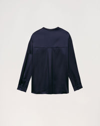 Chemise soie ml col mao - Marine