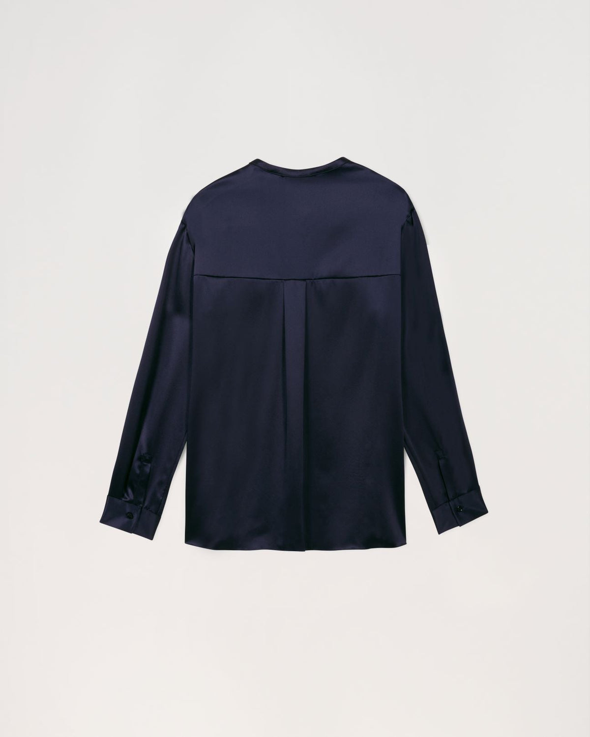 Chemise soie ml col mao - Marine