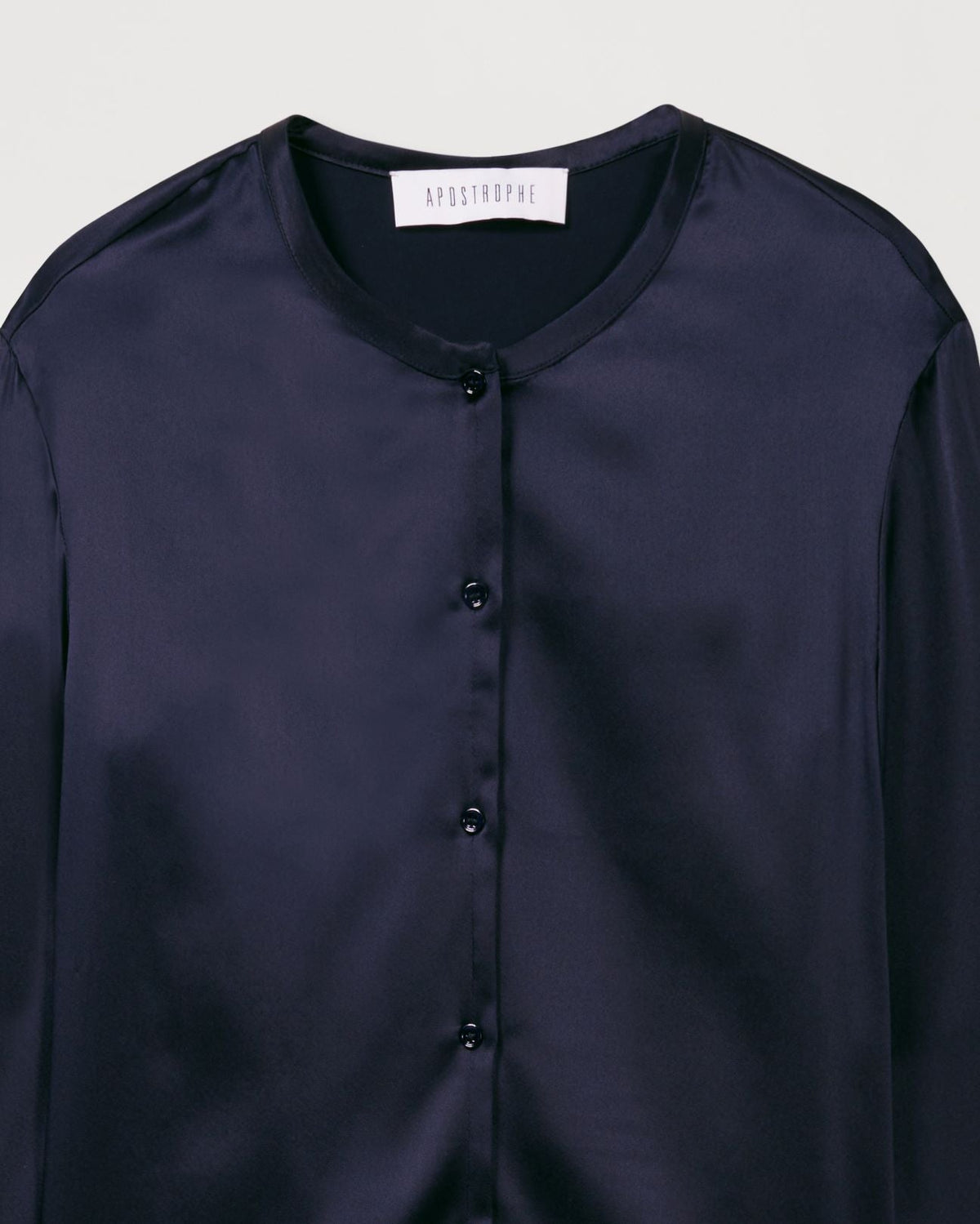 Chemise soie ml col mao - Marine
