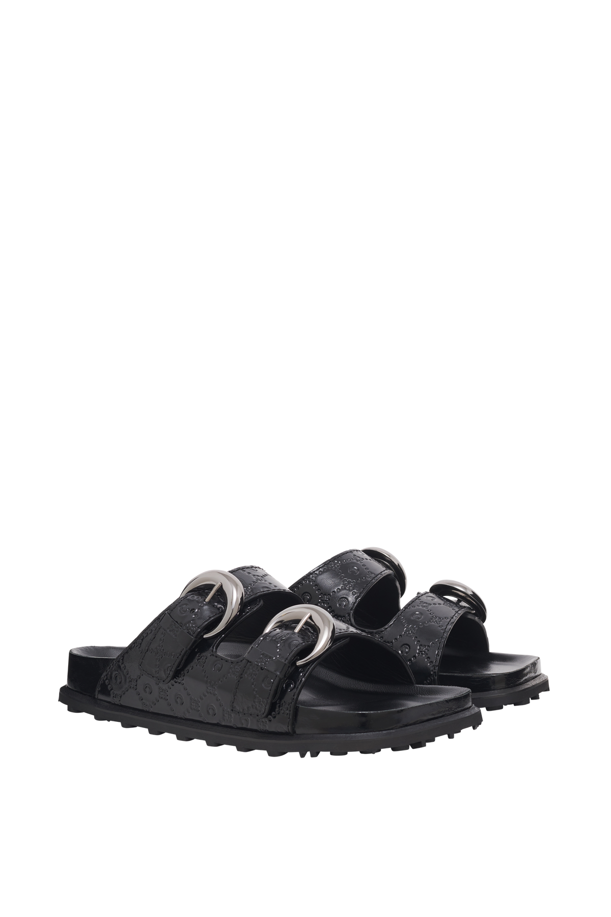 Mules Moon à boucles en cuir - Black