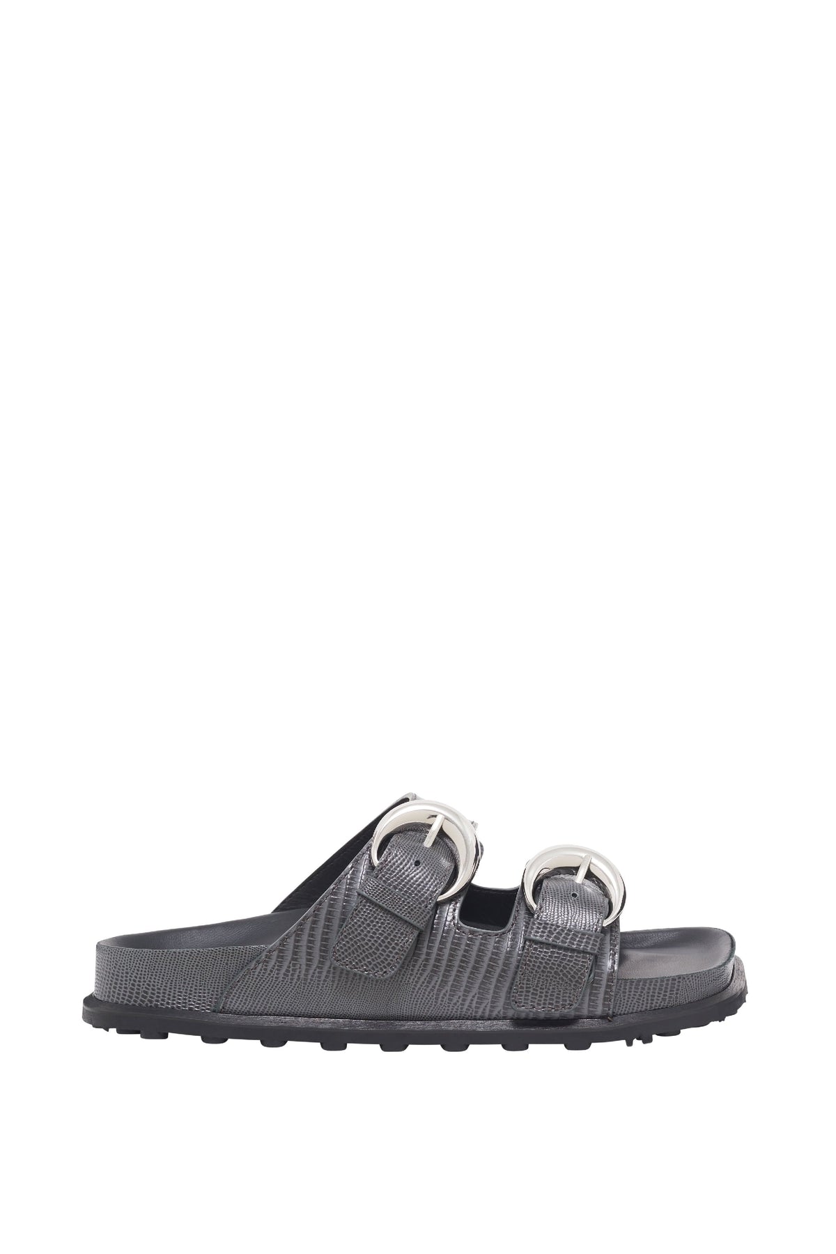 Mules à boucles en cuir - Anthracite