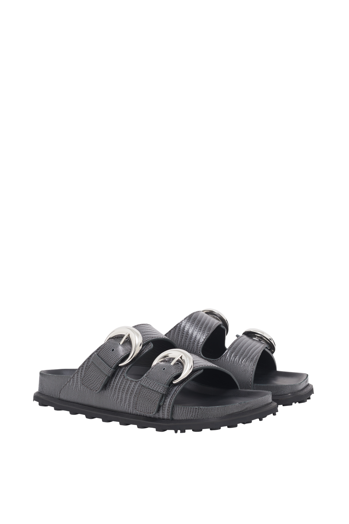Mules à boucles en cuir - Anthracite
