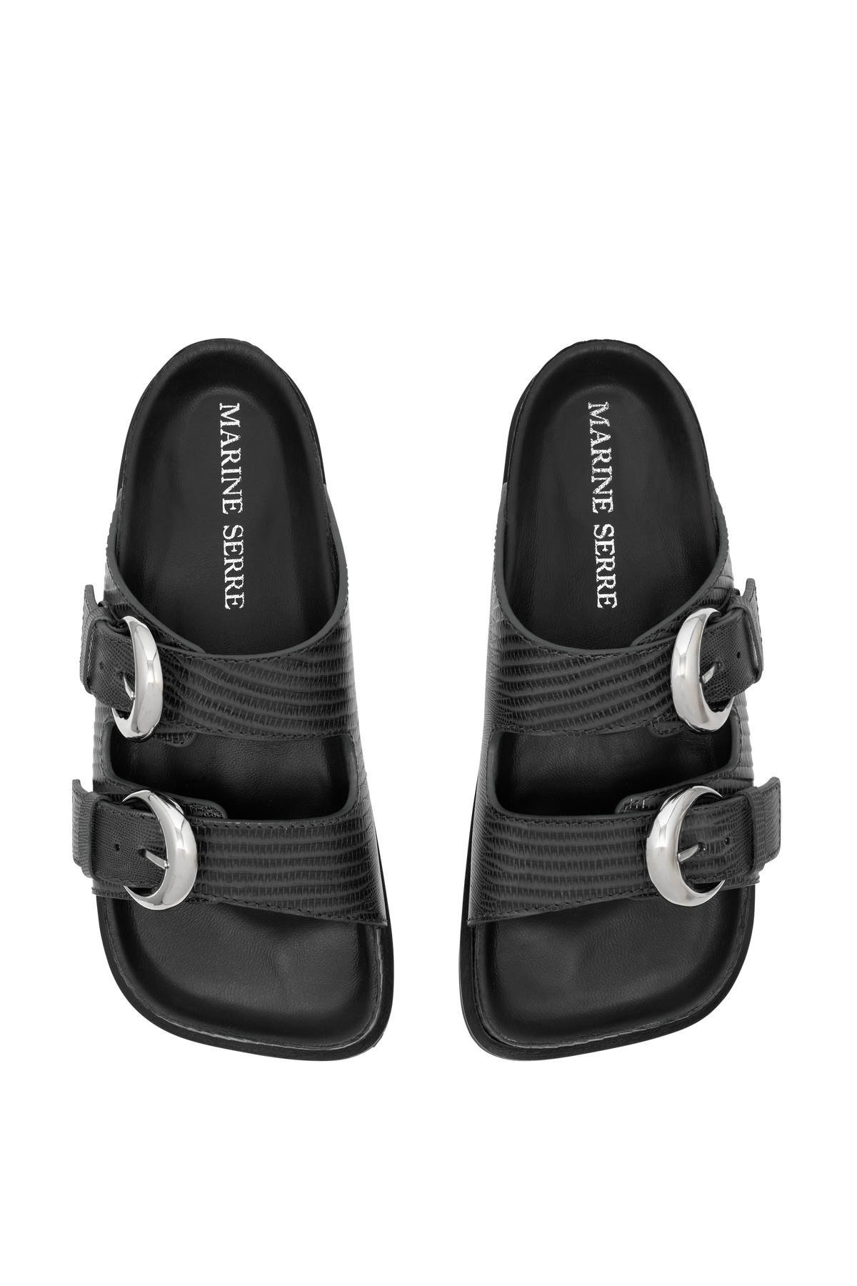 Mules à boucles en cuir - Anthracite