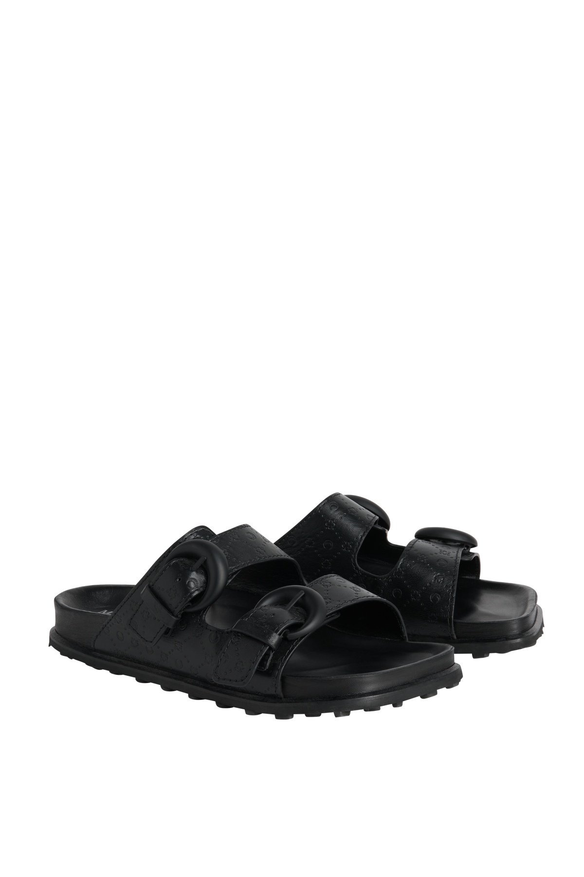 Sandales MS Ground en cuir embossé - Black