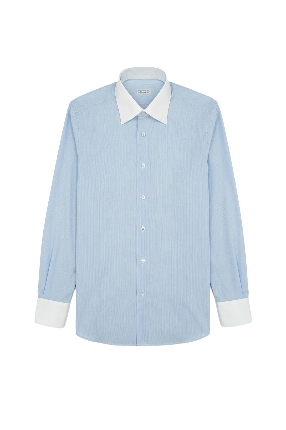 Chemise à col et poignets contrastés - Bleu