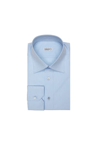 Chemise à pois et col italien - Bleu