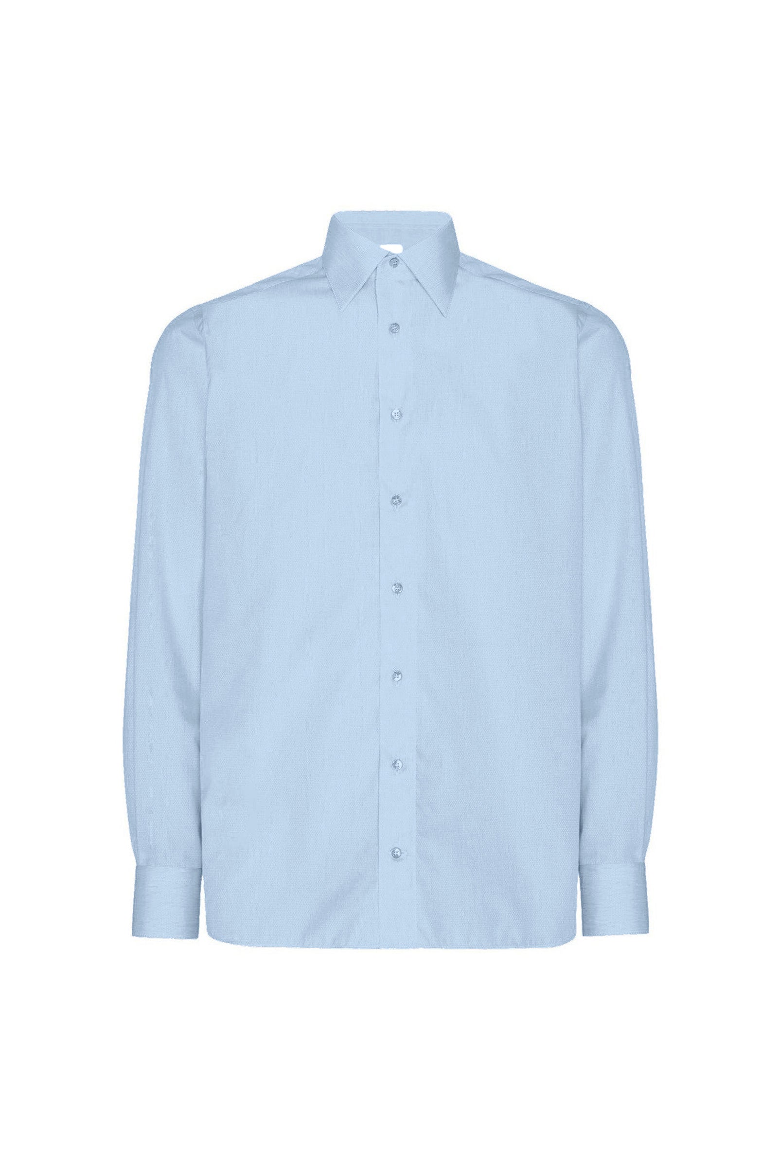 Chemise à pois et col italien - Bleu