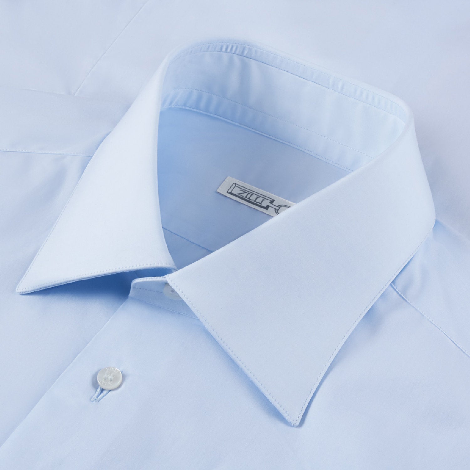 Chemise à col évasé structuré - Bleu