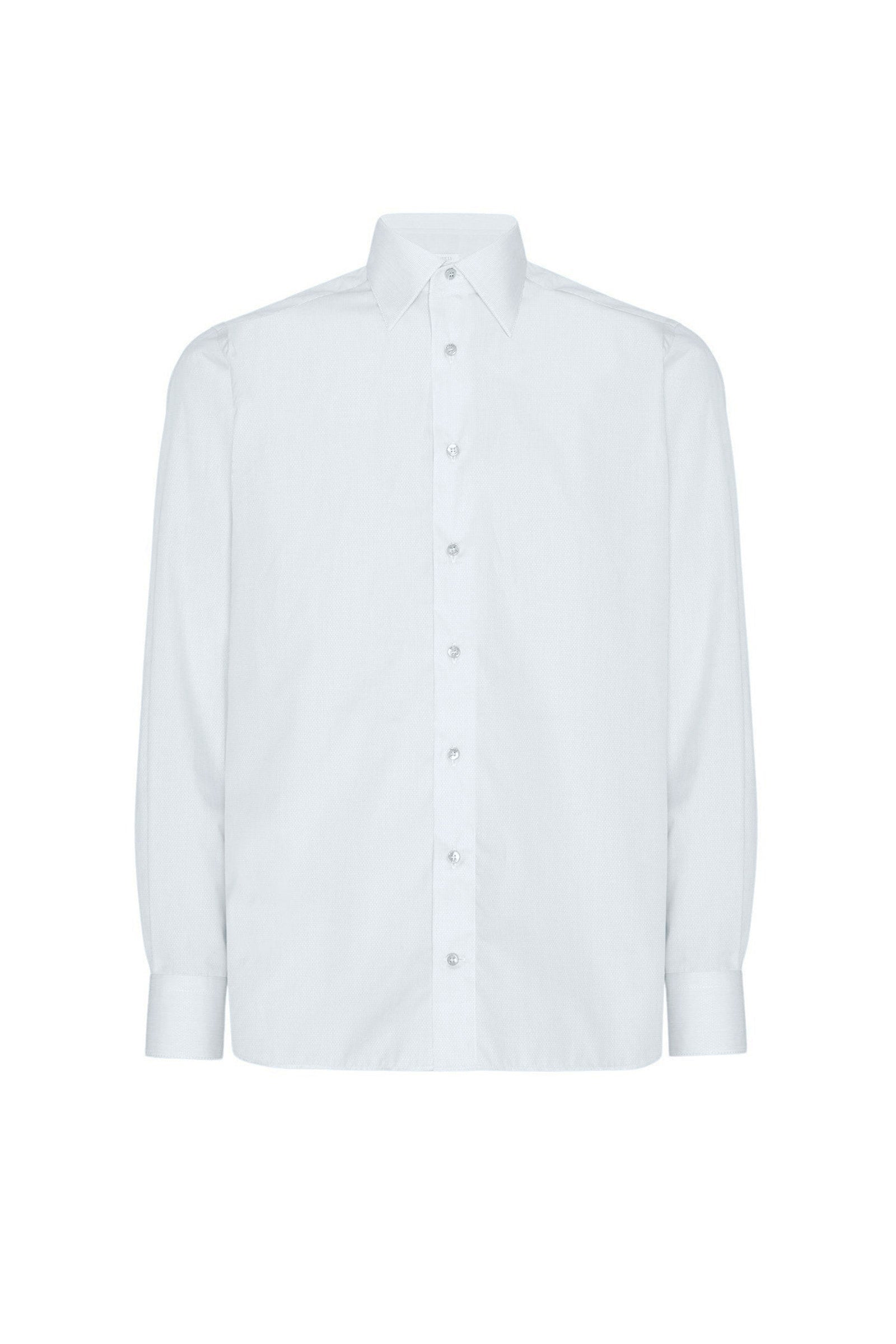 Chemise à col étalé surpiqué - White