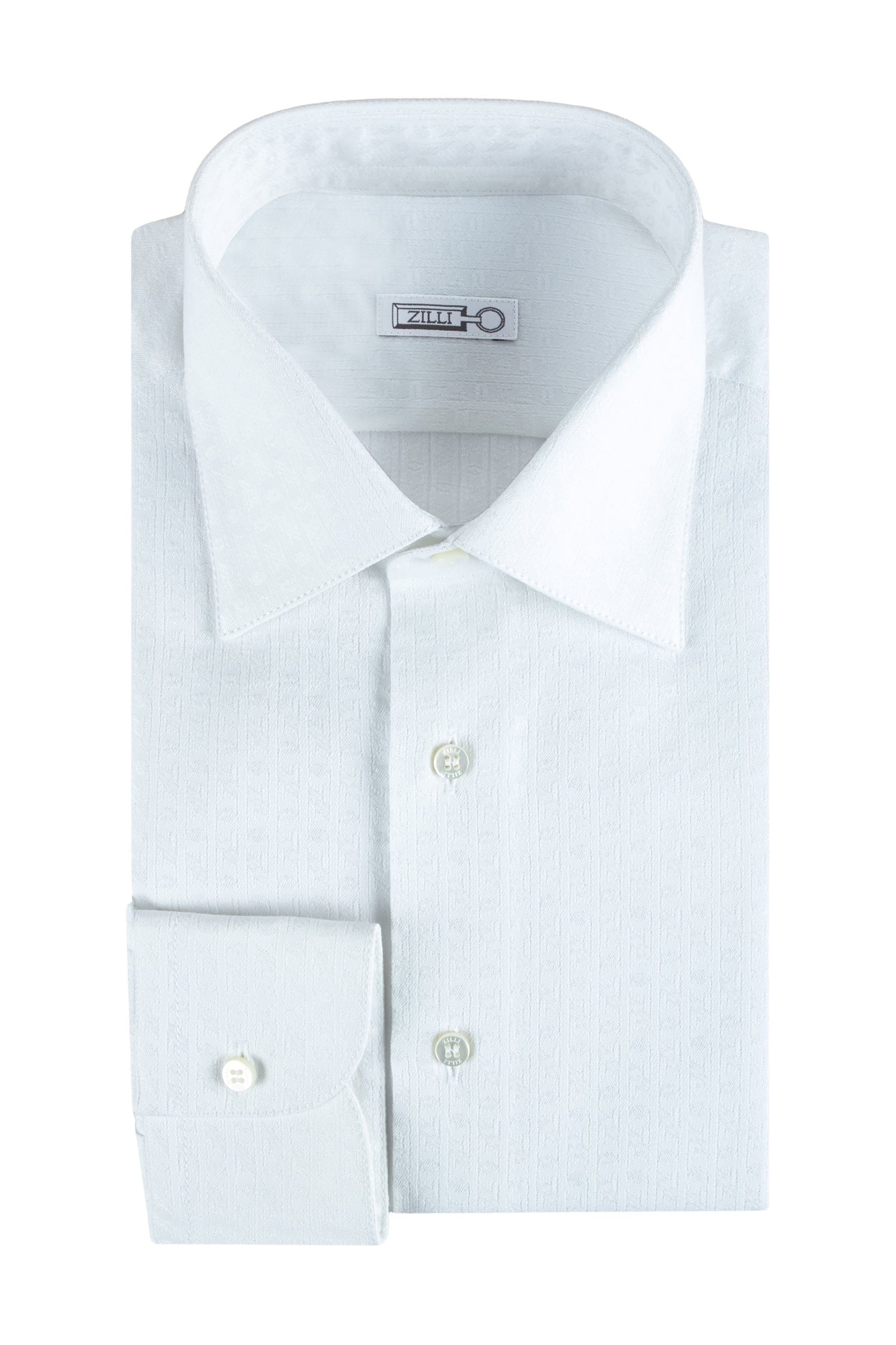Chemise à motif géométrique en soie mélangée - Blanc