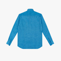 Chemise à motif brodé en lin - Bleu